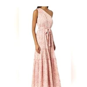 Red/pink one shoulder maxi